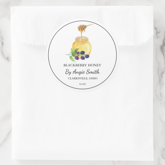 Sticker Rond Simple Blackberry Infused Honey Label (Sac)