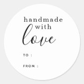 Sticker Rond Simple Blanc Fabriqué avec Amour (Devant)
