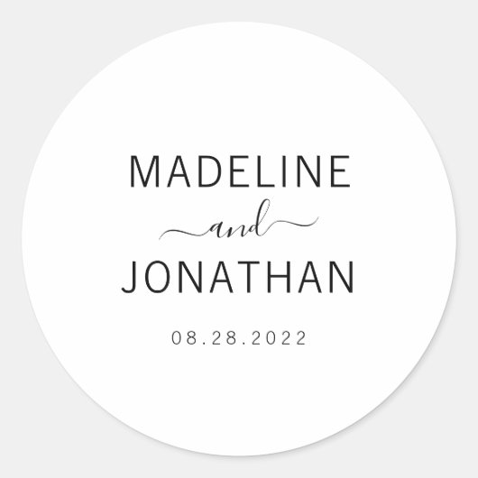 Sticker Rond Simple Blanc Mariage Couple Classique (Devant)