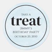 Sticker Rond Simple Bleu d'anniversaire Personnalisé (Devant)