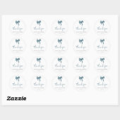 Sticker Rond Simple Bleu Script Quinceanera Merci (Feuille)