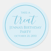 Sticker Rond Simple Blue Anniversaire Calligraphie Cute Étiquet (Devant)