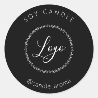 Sticker Rond Simple Bougie de Logo Minimaliste Emballage Noir B