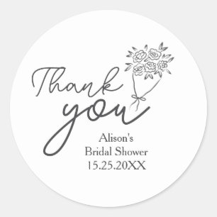 Sticker Rond Simple Bouquet de fleurs Baby Shower Remerciements