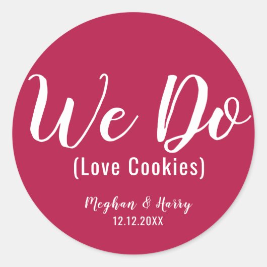 Sticker Rond Simple Bourgogne Nous Aimons Cookies Mariage Faveu (Devant)