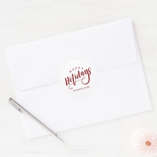 Sticker Rond Simple Business Happy Holidays Calligraphy Script (Enveloppe)