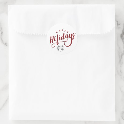Sticker Rond Simple Business Logo Happy Holidays Script (Sac)