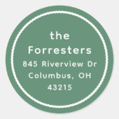 Sticker Rond Simple cadre vert blanc Retour de Noël (Devant)