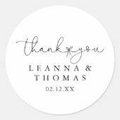 Sticker Rond Simple Calligraphie Merci mariage Faveur (Devant)