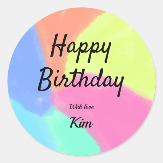 Sticker Rond simple calligraphie minimum heureux anniversaire p (Devant)