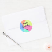 Sticker Rond simple calligraphie minimum heureux anniversaire p (Enveloppe)