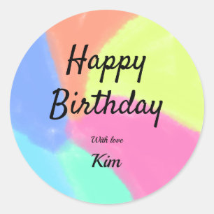 Sticker Rond simple calligraphie minimum heureux anniversaire p