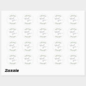 Sticker Rond Simple calligraphie rustique remerciements (Feuille)