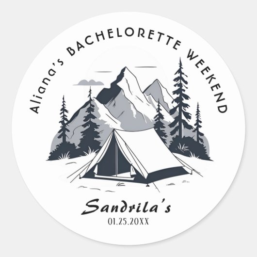 Sticker Rond Simple Camping Week-end Bachelorette Party (Devant)