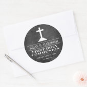 Sticker Rond Simple Chalkboard Première sainte communion (Enveloppe)