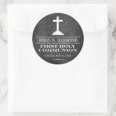 Sticker Rond Simple Chalkboard Première sainte communion (Sac)