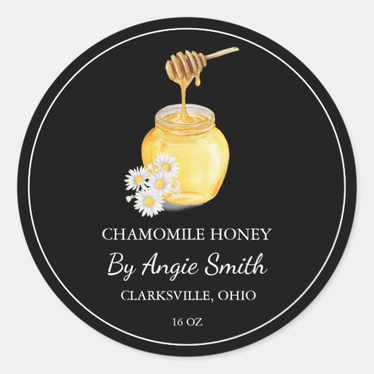 Sticker Rond Simple Chamomile Infused Honey Label (Devant)