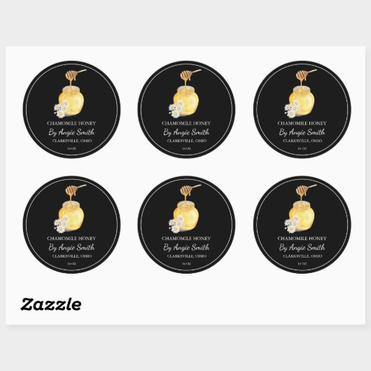 Sticker Rond Simple Chamomile Infused Honey Label (Feuille)