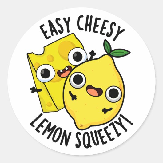 Sticker Rond Simple Cheesy Lemon Squeezy Funny Food Pun (Devant)