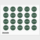 Sticker Rond Simple Chic Calligraphie Joyeuses Fêtes Vert (Feuille)