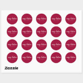 Sticker Rond Simple Chic Calligraphie Joyeux Noël Rouge (Feuille)