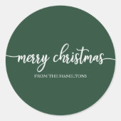Sticker Rond Simple Chic Calligraphie Joyeux Noël Vert (Devant)