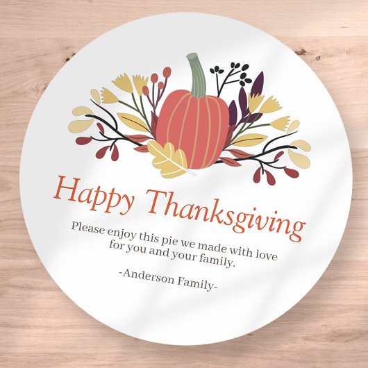 Sticker Rond Simple Chic Citrouilles d'automne Thanksgiving