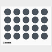 Sticker Rond Simple Chic Élégant Script Black Navy Mariage (Feuille)
