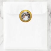 Sticker Rond Simple Chic Enregistrer la date Mariage Photo Gold (Sac)