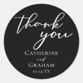 Sticker Rond Simple Chic Mariage Noir (Devant)