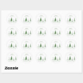 Sticker Rond Simple Christmas Pine Tree Pattern | Green (Feuille)