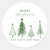 Sticker Rond Simple Christmas Pine Tree Pattern | Green (Devant)