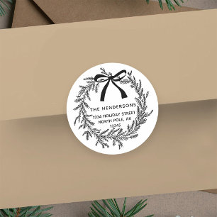 Sticker Rond Simple Christmas Pine Wath Retour Adresse