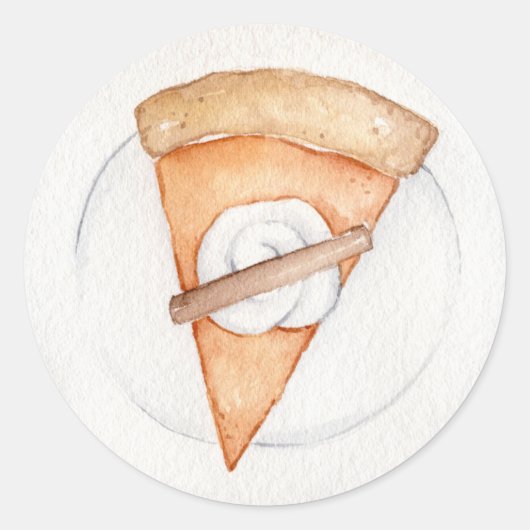 Sticker Rond Simple Citrouille coupe à tarte automne Thanksgivi (Devant)