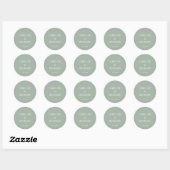 Sticker Rond Simple Classique Élégant Dusty Sage Mariage person (Feuille)