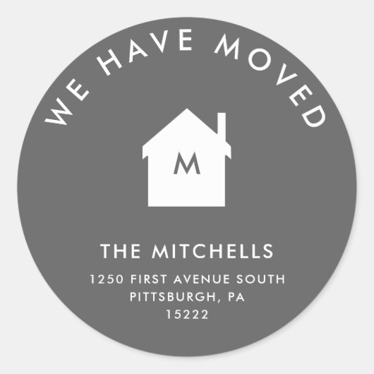 Sticker Rond Simple classique gris et Maison Blanche | Nouvelle (Devant)