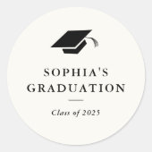 Sticker Rond Simple Classique Noir et Blanc Graduation Favorise (Devant)