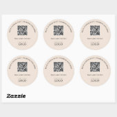 Sticker Rond Simple Code QR de logo d'entreprise beige promotio (Feuille)