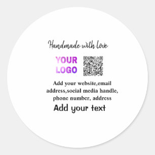 Sticker Rond Simple code QR minimal ajouter un logo scan nom du