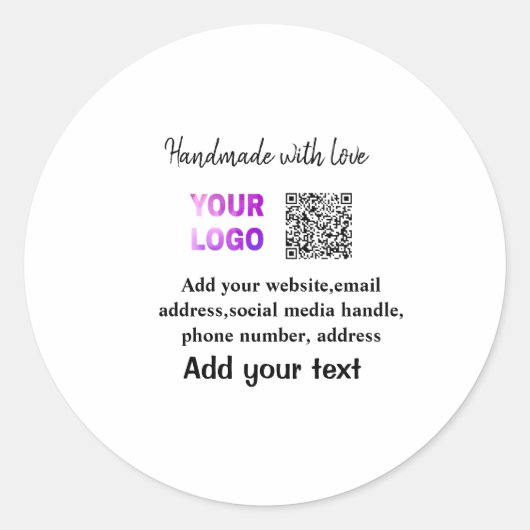Sticker Rond Simple code QR minimal ajouter un logo scan nom du (Devant)