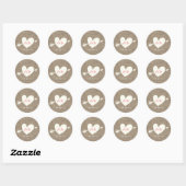Sticker Rond Simple Coeur & Flèche Rustique Burlap Mariage Fave (Feuille)