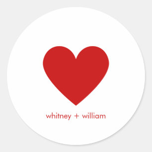 Sticker Rond Simple Coeur Rouge Amour Moderne Minimaliste Chic