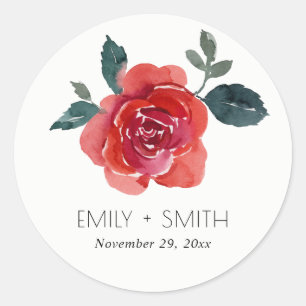 STICKER ROND SIMPLE COULEUR D'EAU ROUGE VERT ROSE MARIAGE FLORA