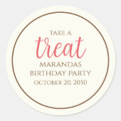 Sticker Rond Simple Crème WhimsScript amusant Soin de fête mign (Devant)