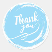 Sticker Rond Simple Cursive Merci Bleu (Devant)