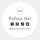 Sticker Rond Simple Custom Business Logo Médias sociaux Suivez- (Devant)