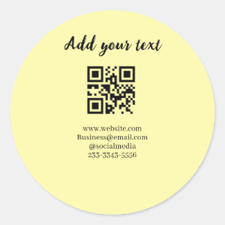 Sticker Rond simple custom QR code add your name text  Classic 