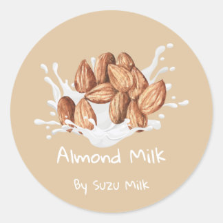 Sticker Rond Simple Cute Almond Milk Label