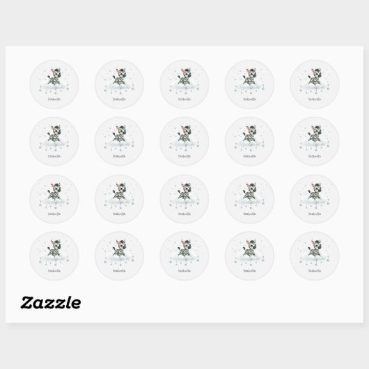 Sticker Rond Simple cute little cartoon zebra (Feuille)
