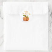 Sticker Rond Simple Cute Orange Citrouille Votre Message Texte (Sac)